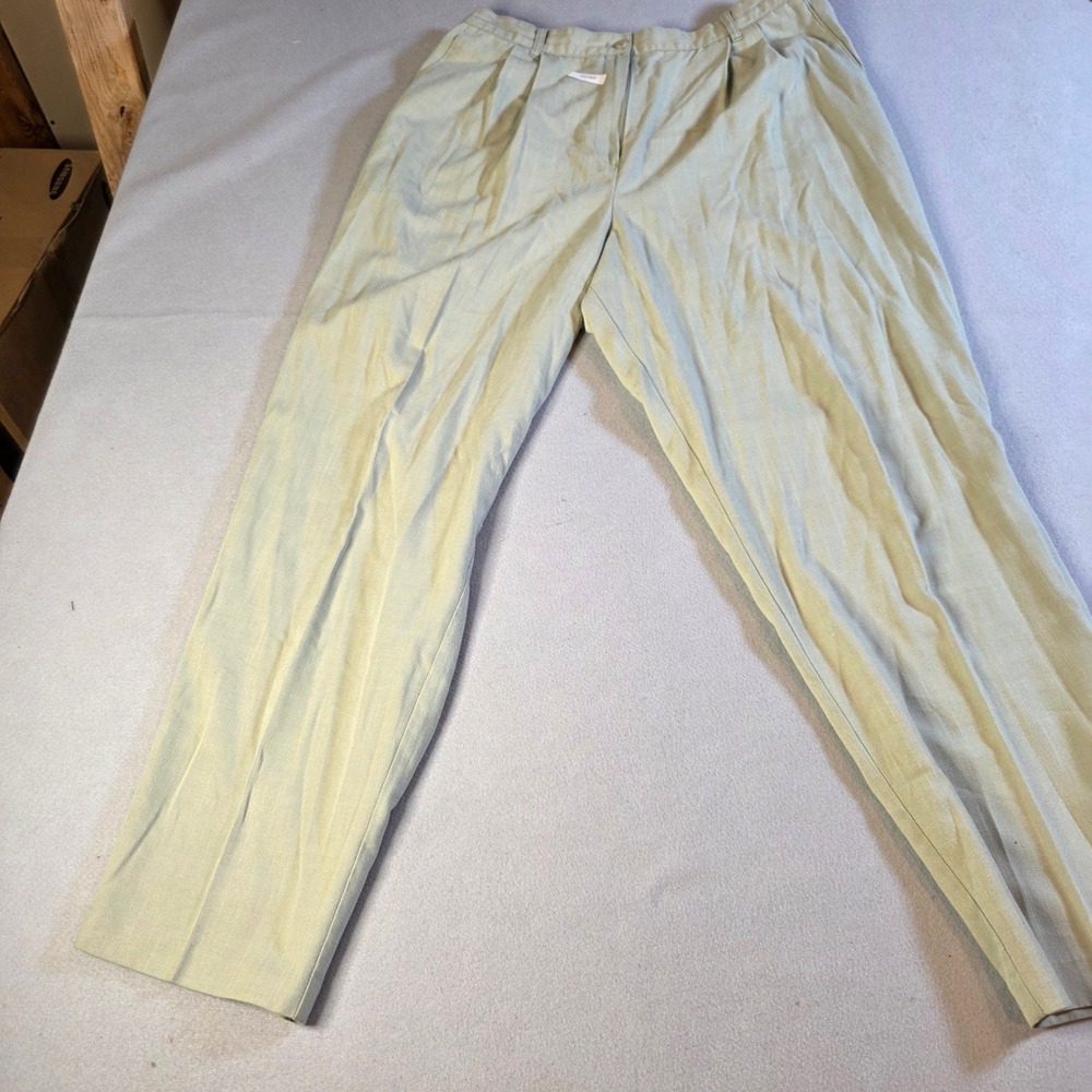 Sag Harbor Vintage Pleated Tapered Leg Trousers Sage Green Elastic Waist Sz 16